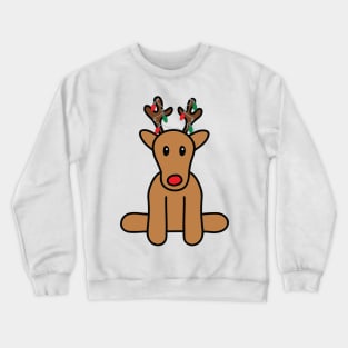 Cute Sitting Rudolph Reindeer with String of Lights Crewneck Sweatshirt